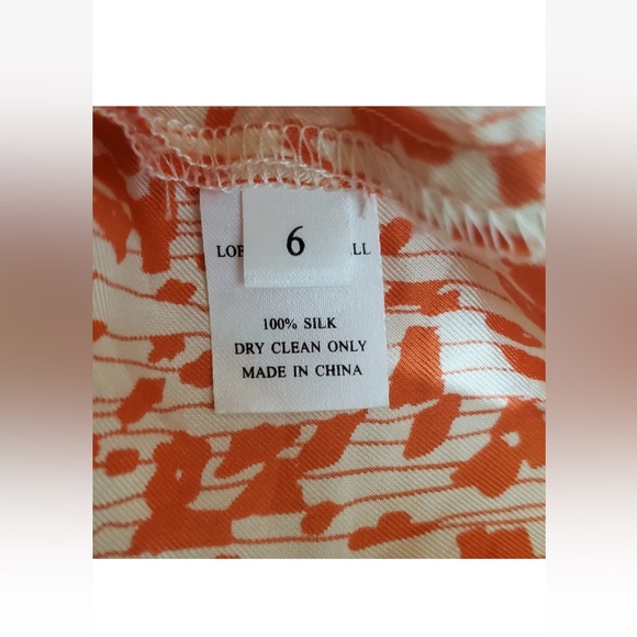 LOEFFLER RANDALL 100% SILK SLEEVELESS KIMONO BLOUSE IN ORANGE & IVORY - SIZE 6 - Picture 11 of 12